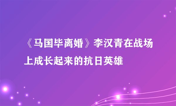 《马国毕离婚》李汉青在战场上成长起来的抗日英雄