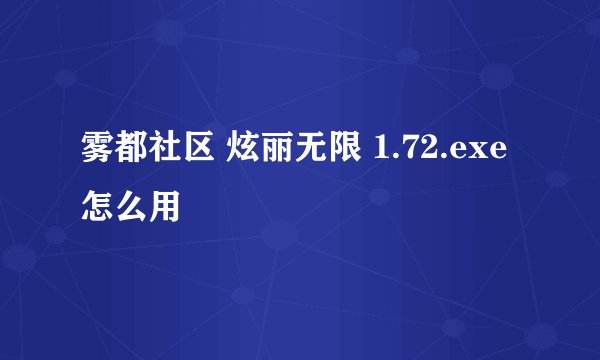 雾都社区 炫丽无限 1.72.exe怎么用