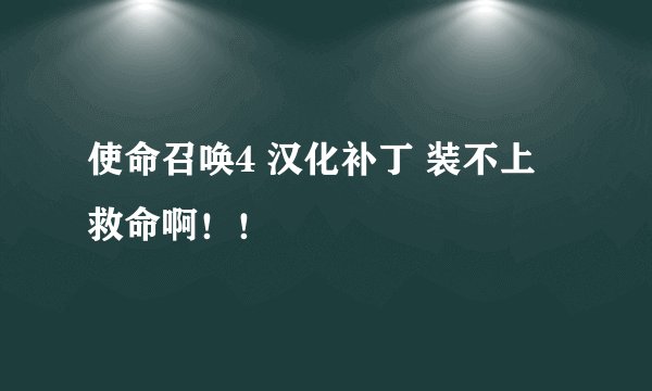 使命召唤4 汉化补丁 装不上 救命啊！！