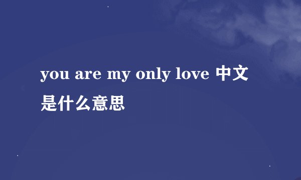 you are my only love 中文是什么意思