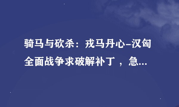骑马与砍杀：戎马丹心-汉匈全面战争求破解补丁 ，急！！！！