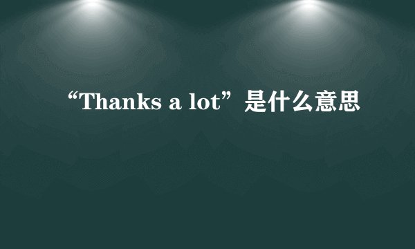 “Thanks a lot”是什么意思