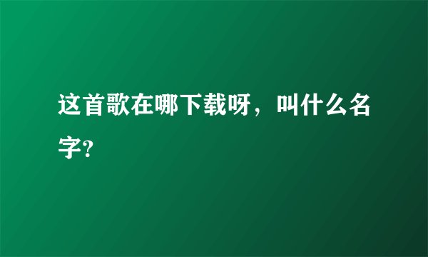 这首歌在哪下载呀，叫什么名字？