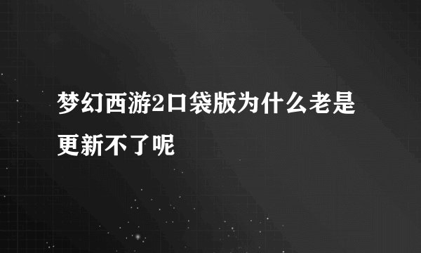 梦幻西游2口袋版为什么老是更新不了呢