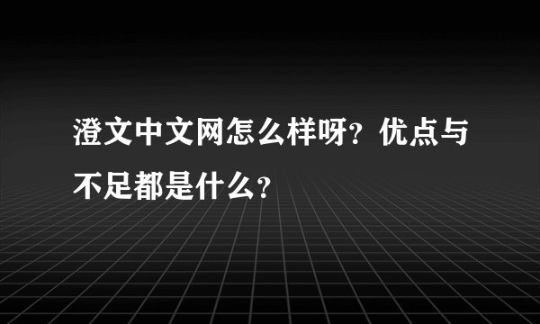 澄文中文网怎么样呀？优点与不足都是什么？
