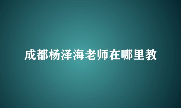 成都杨泽海老师在哪里教