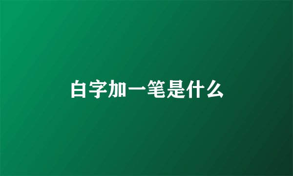 白字加一笔是什么
