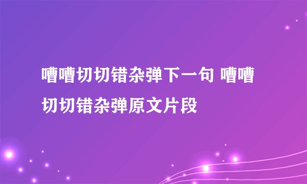嘈嘈切切错杂弹下一句 嘈嘈切切错杂弹原文片段