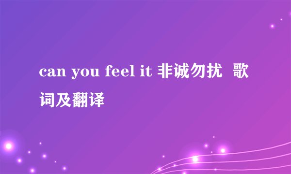 can you feel it 非诚勿扰  歌词及翻译
