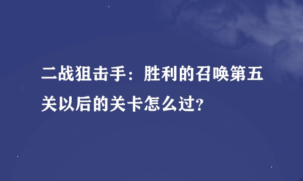 二战狙击手：胜利的召唤第五关以后的关卡怎么过？