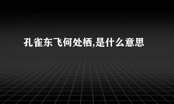 孔雀东飞何处栖,是什么意思
