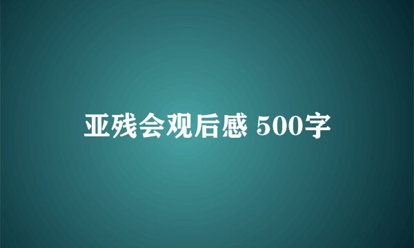 亚残会观后感 500字