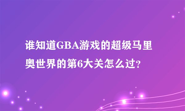 谁知道GBA游戏的超级马里奥世界的第6大关怎么过？