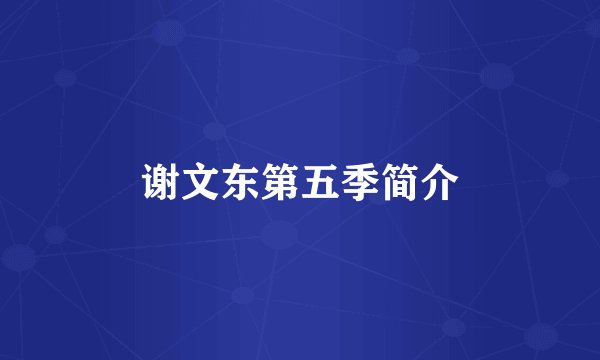 谢文东第五季简介