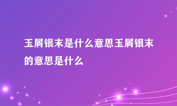 玉屑银末是什么意思玉屑银末的意思是什么