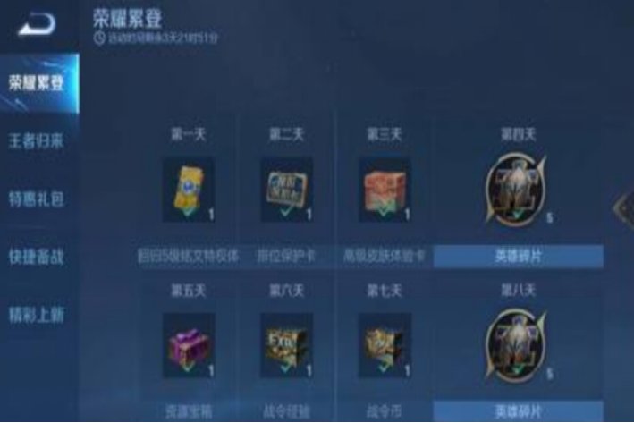 王者荣耀回归奖励要多少天