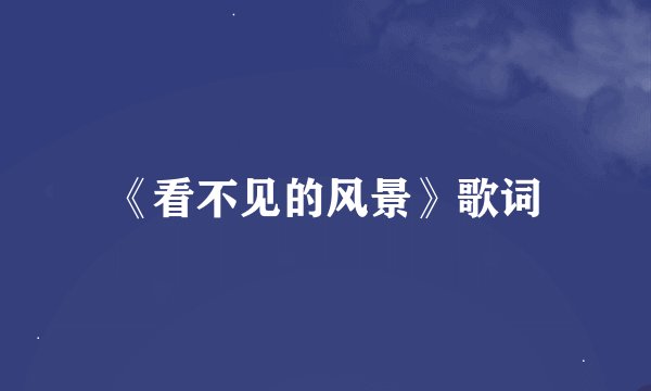 《看不见的风景》歌词