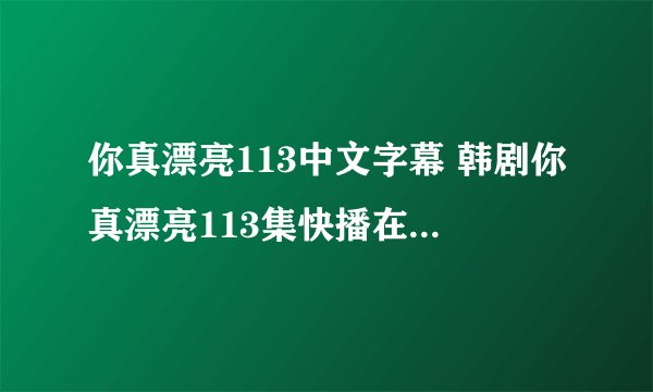 你真漂亮113中文字幕 韩剧你真漂亮113集快播在线 你真漂亮第114集国语版下载