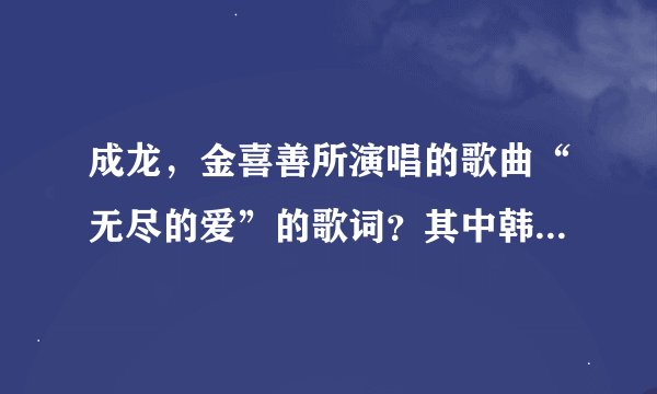 成龙，金喜善所演唱的歌曲“无尽的爱”的歌词？其中韩语部分标注罗马音！