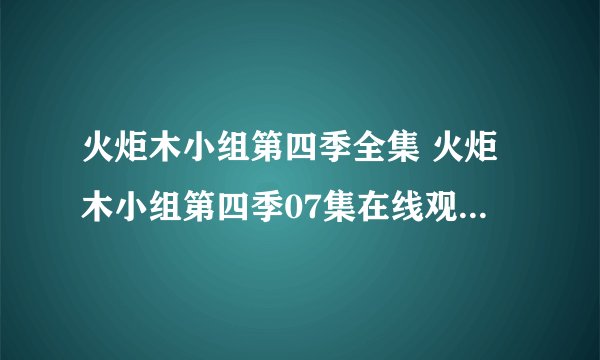 火炬木小组第四季全集 火炬木小组第四季07集在线观看地址？