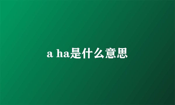 a ha是什么意思
