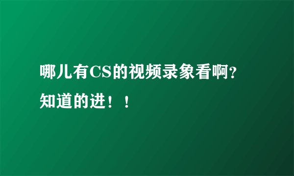 哪儿有CS的视频录象看啊？知道的进！！