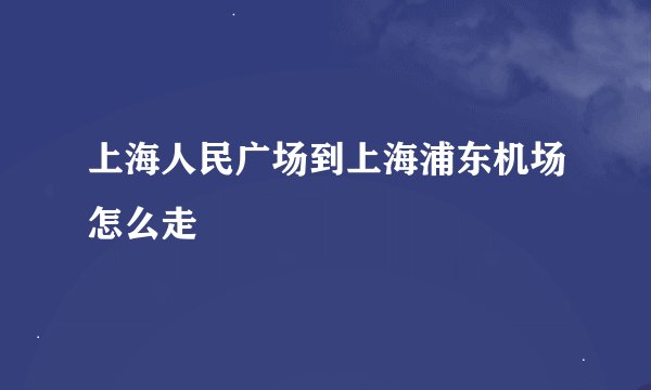 上海人民广场到上海浦东机场怎么走