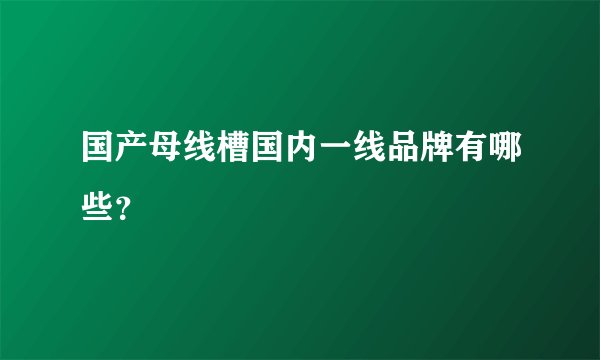 国产母线槽国内一线品牌有哪些？