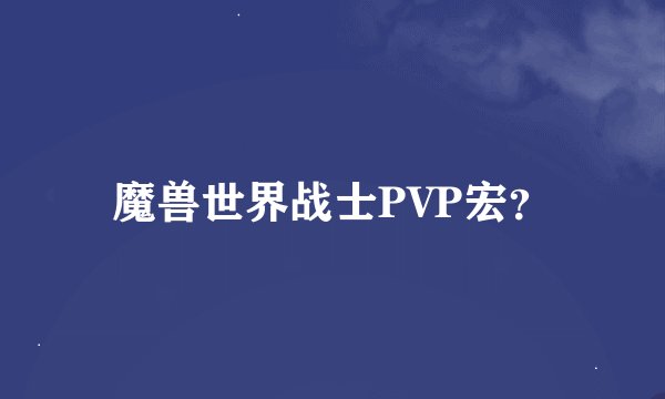 魔兽世界战士PVP宏？