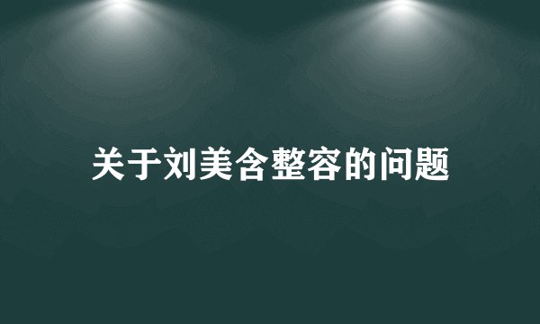 关于刘美含整容的问题