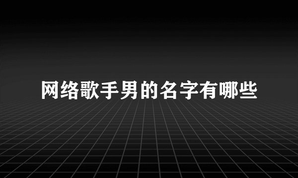 网络歌手男的名字有哪些
