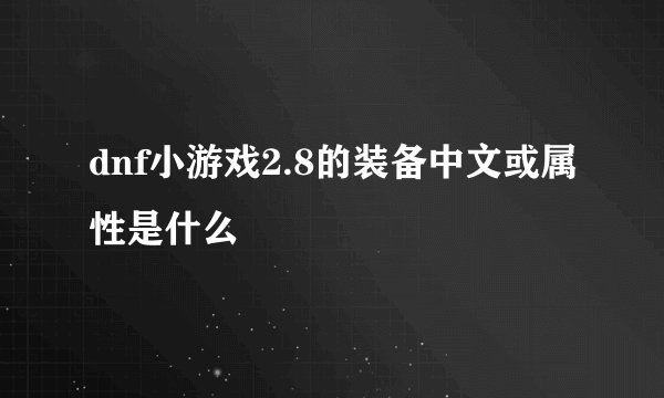 dnf小游戏2.8的装备中文或属性是什么