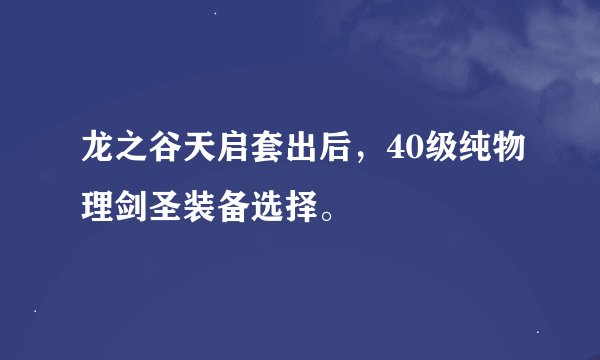 龙之谷天启套出后，40级纯物理剑圣装备选择。