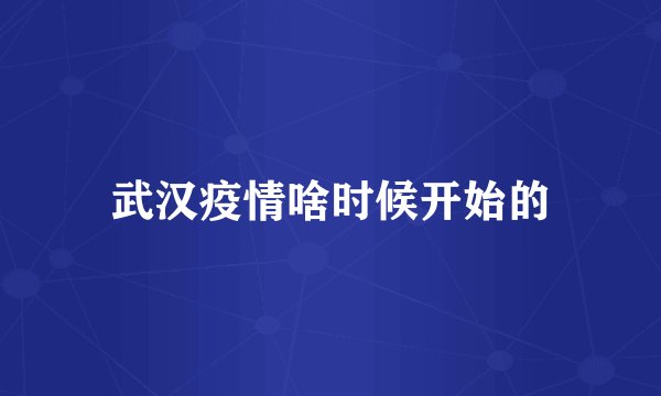 武汉疫情啥时候开始的