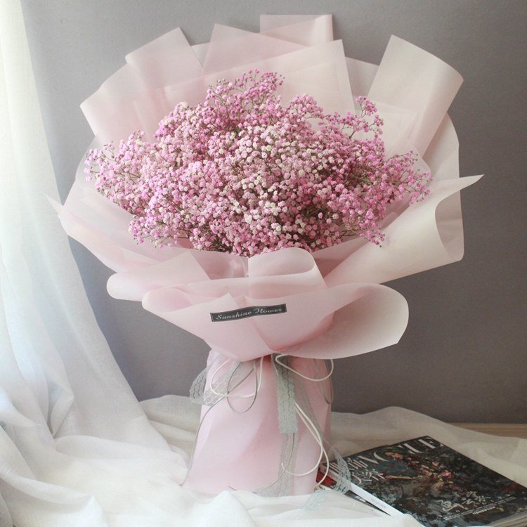 那是一种白色的很小的花，名字叫满天星