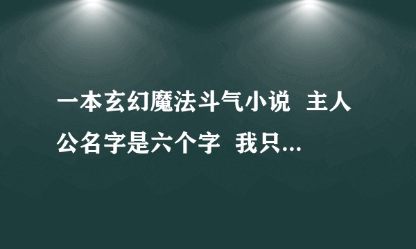 一本玄幻魔法斗气小说  主人公名字是六个字  我只记得有萧忆寒后面三字忘了