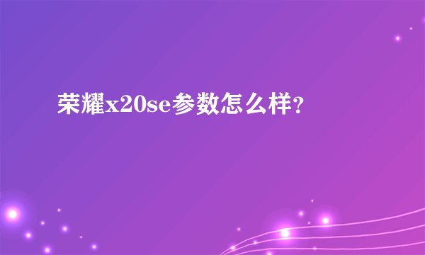 荣耀x20se参数怎么样？