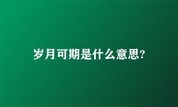 岁月可期是什么意思?