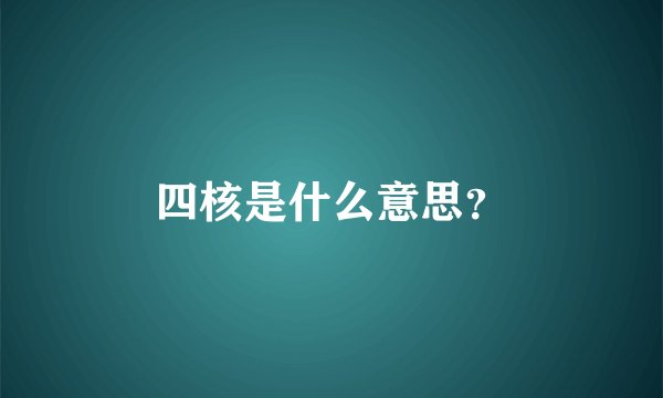 四核是什么意思？