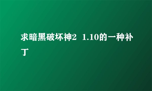 求暗黑破坏神2  1.10的一种补丁