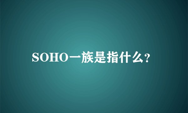 SOHO一族是指什么？