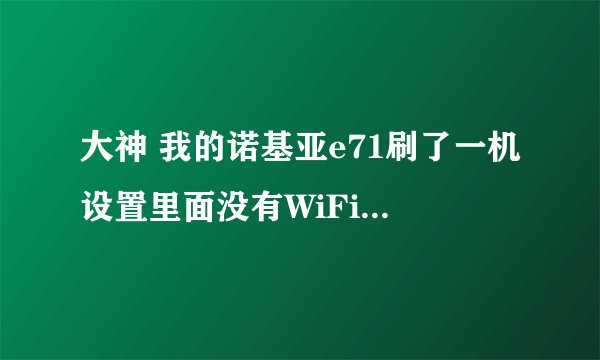 大神 我的诺基亚e71刷了一机设置里面没有WiFi了，原来能连，咋办