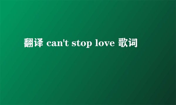翻译 can't stop love 歌词