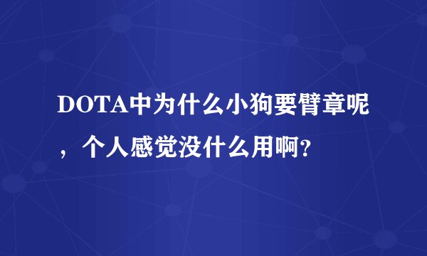 DOTA中为什么小狗要臂章呢，个人感觉没什么用啊？