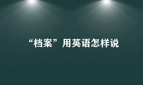 “档案”用英语怎样说