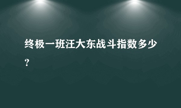 终极一班汪大东战斗指数多少？