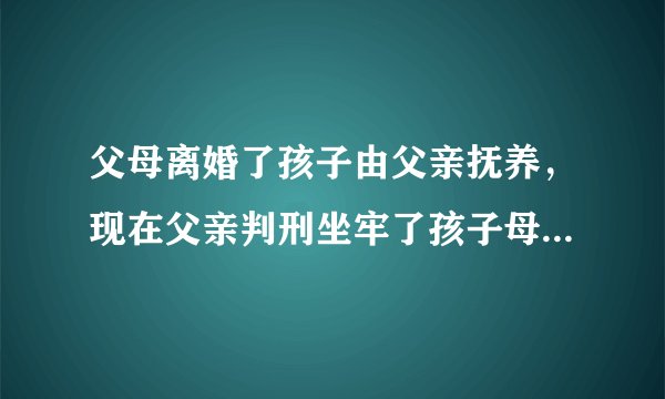 父母离婚了孩子由父亲抚养，现在父亲判刑坐牢了孩子母亲有抚养义务吗？