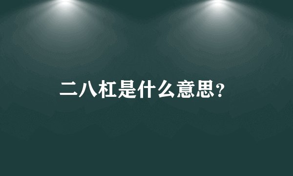 二八杠是什么意思？
