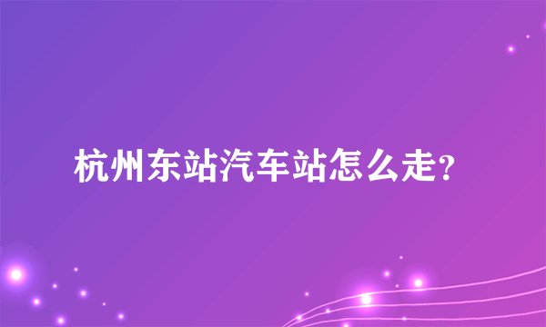 杭州东站汽车站怎么走？