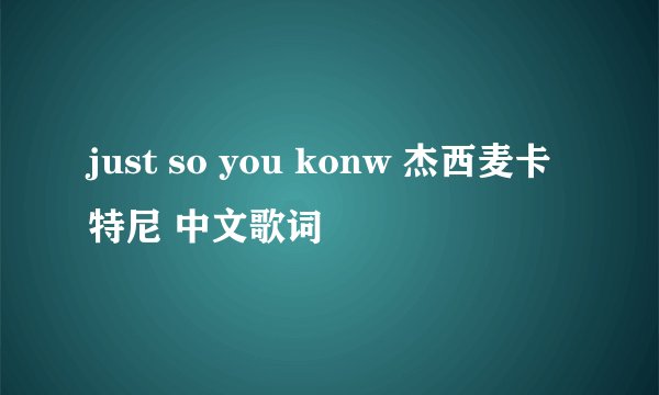 just so you konw 杰西麦卡特尼 中文歌词